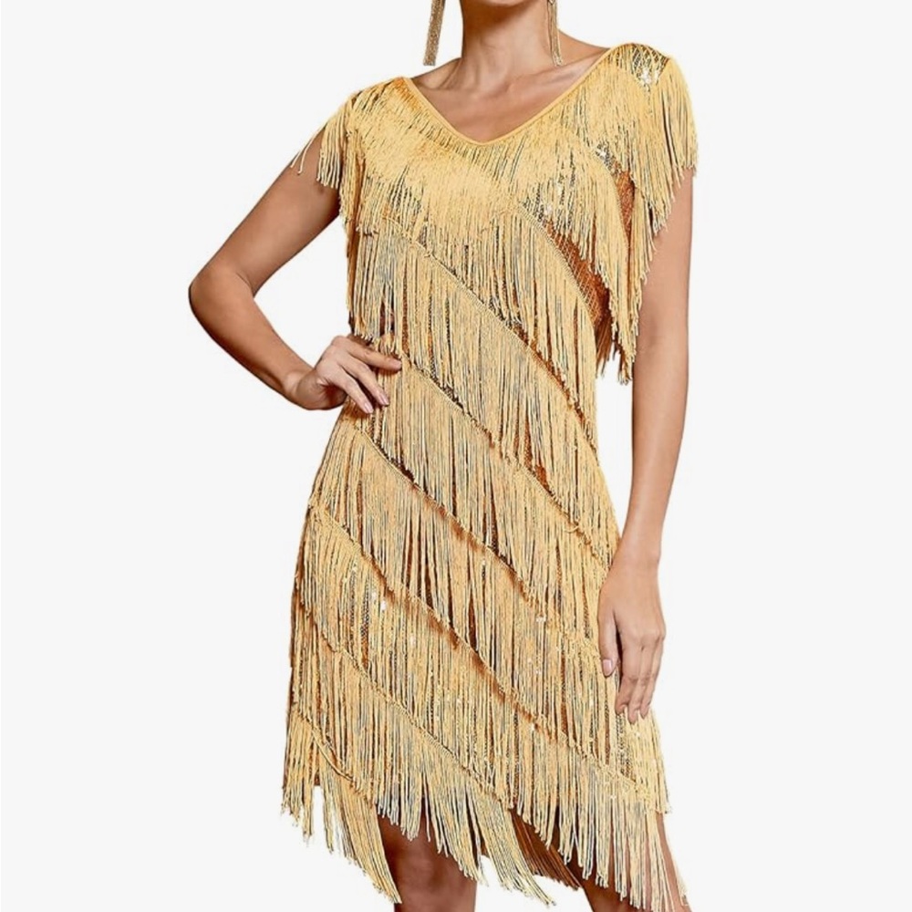 Gold Fringe Dress